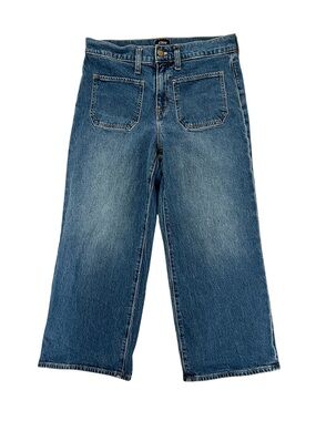 J. Crew High Rise Wide Leg Crop Jeans Welt Patch Pocket All Day Stretch Medium